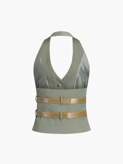 Backless Belted Halter Top