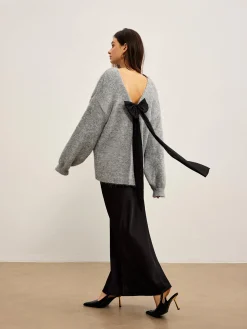 Backless Bow Shift Sweater