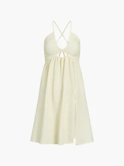 Backless Criss Cross Split Midi Dress