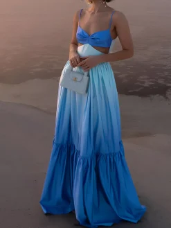 Backless Cutout Cami Long Dress