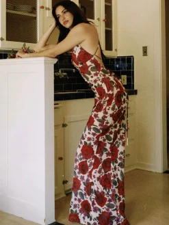 Backless Floral Long Dress