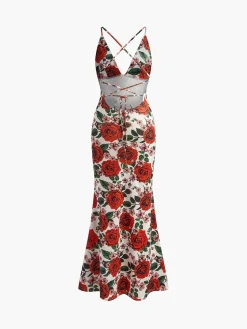 Backless Floral Long Dress