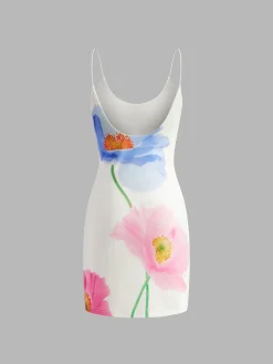 Backless Floral Short Dress
