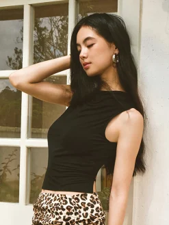 Backless Golden Button Tank Top