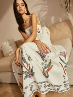 Backless Pleated Floral Dress