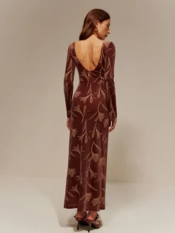 Backless Printed Velvet Slim Dress