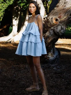 Backless Ruffle Sleeveless Layered Dress
