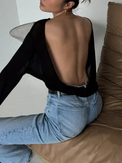 Backless Sexy Knit T-Shirt