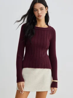 Backless Slim Tie Knit Top