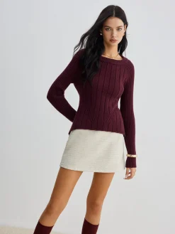 Backless Slim Tie Knit Top