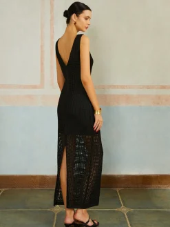 Backless Slit Sleeveless Sweater Dress