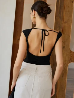Backless Tie Back T-Shirt
