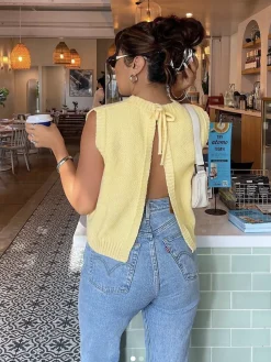 Backless Tie-Up Sweater Vest