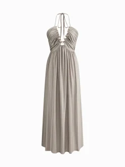 Backless U-Neck Halter Strap Long Dress