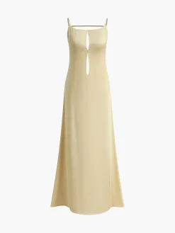 Backless Vacation Satin Long Dress