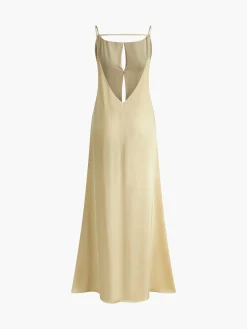 Backless Vacation Satin Long Dress