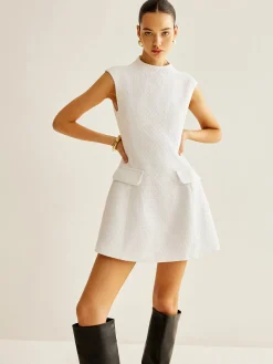 Backless Zipper Tweed Short Dress