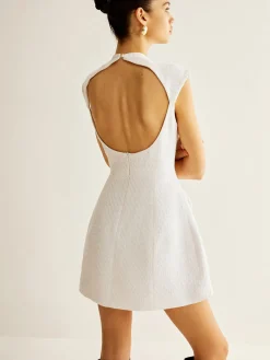 Backless Zipper Tweed Short Dress
