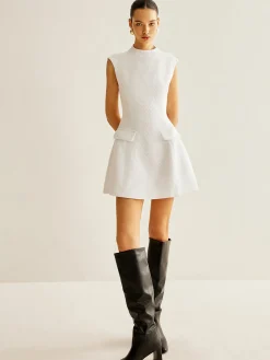 Backless Zipper Tweed Short Dress