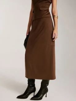 Back-Split Suede Zipper Skirt