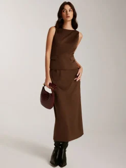 Back-Split Suede Zipper Skirt