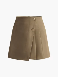 Back-Zipper Pleated Mini Skirt
