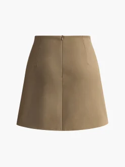 Back-Zipper Pleated Mini Skirt