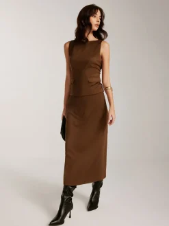 Back-Zipper Suede Tank Blouse