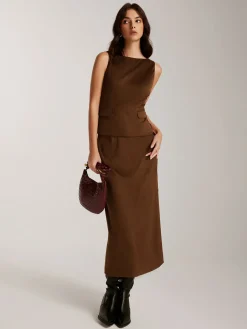 Back-Zipper Suede Tank Blouse