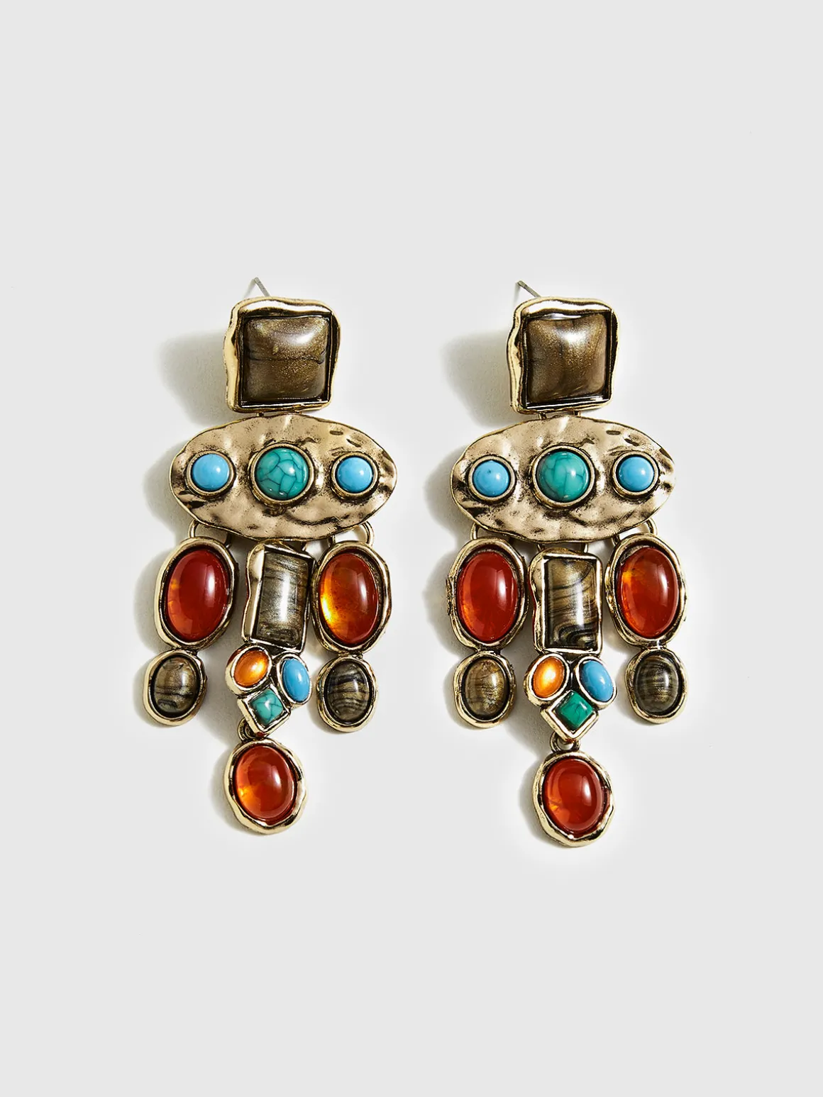 Baroque Colorful Gemstones Pendant Earrings