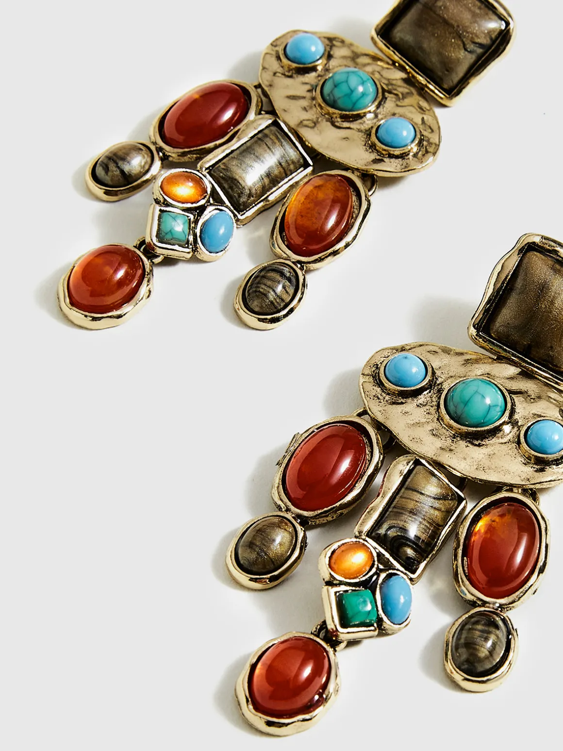 Baroque Colorful Gemstones Pendant Earrings