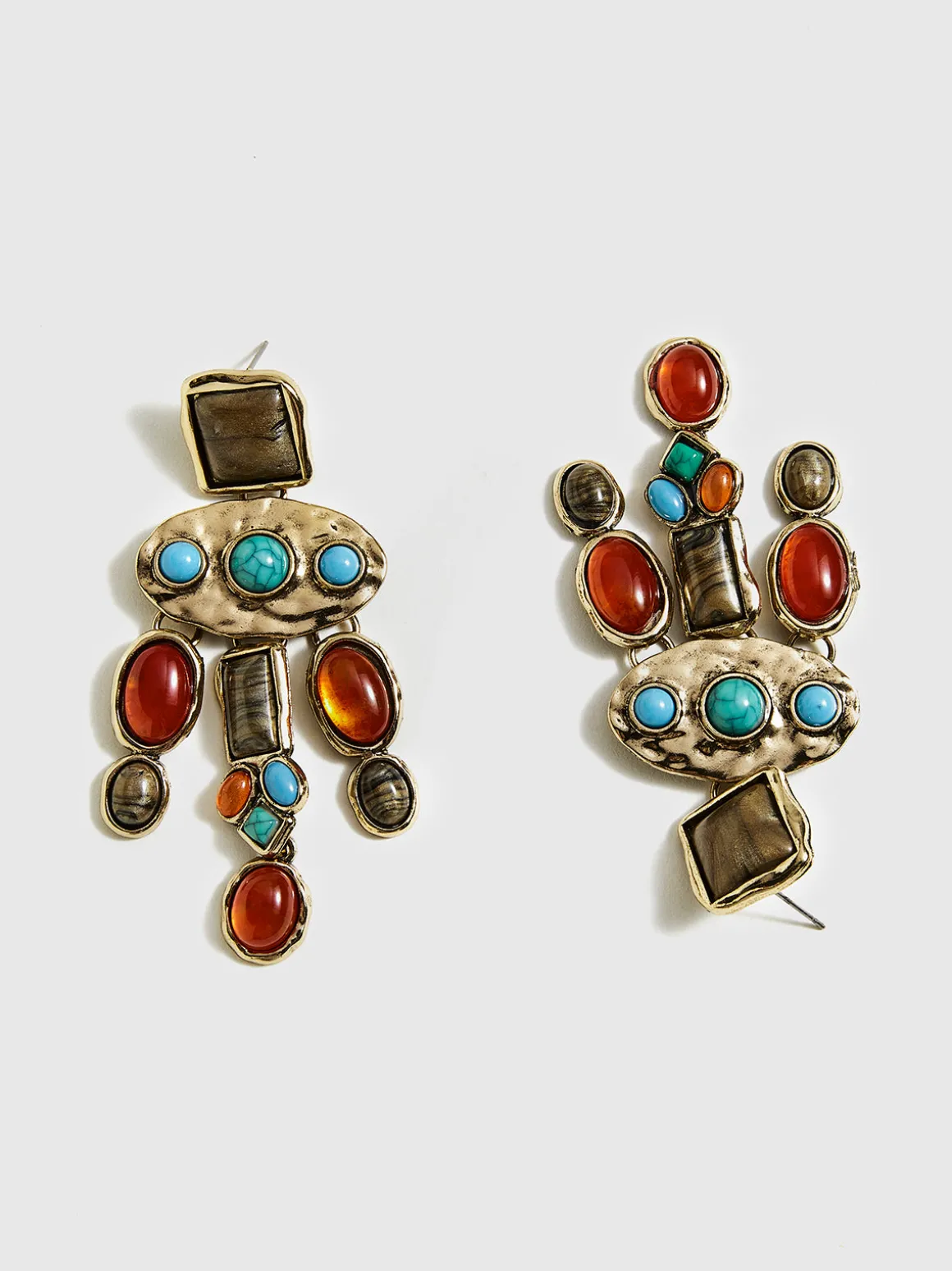 Baroque Colorful Gemstones Pendant Earrings