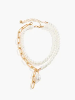 Baroque Pearl Beaded Chain Necklace