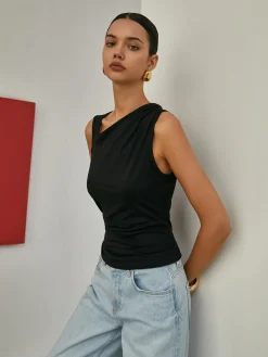 Basic Asymmetrical Neck Tank Top
