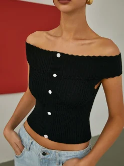 Basic Off-Shoulder Knit Top