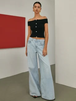 Basic Off-Shoulder Knit Top