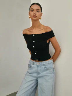 Basic Off-Shoulder Knit Top