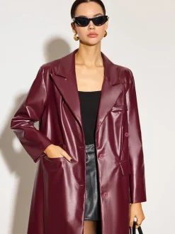 Basic PU Leather Button Jacket