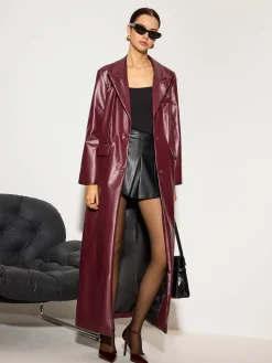 Basic PU Leather Button Jacket