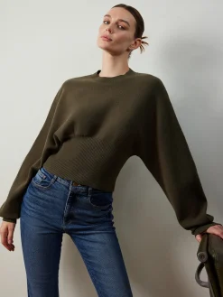 Batwing Sleeve Cinched Sweater