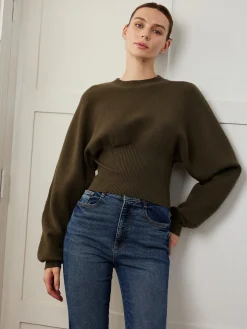 Batwing Sleeve Cinched Sweater
