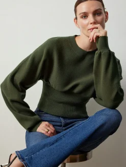 Batwing Sleeve Cinched Sweater