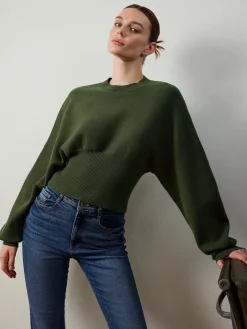 Batwing Sleeve Cinched Sweater