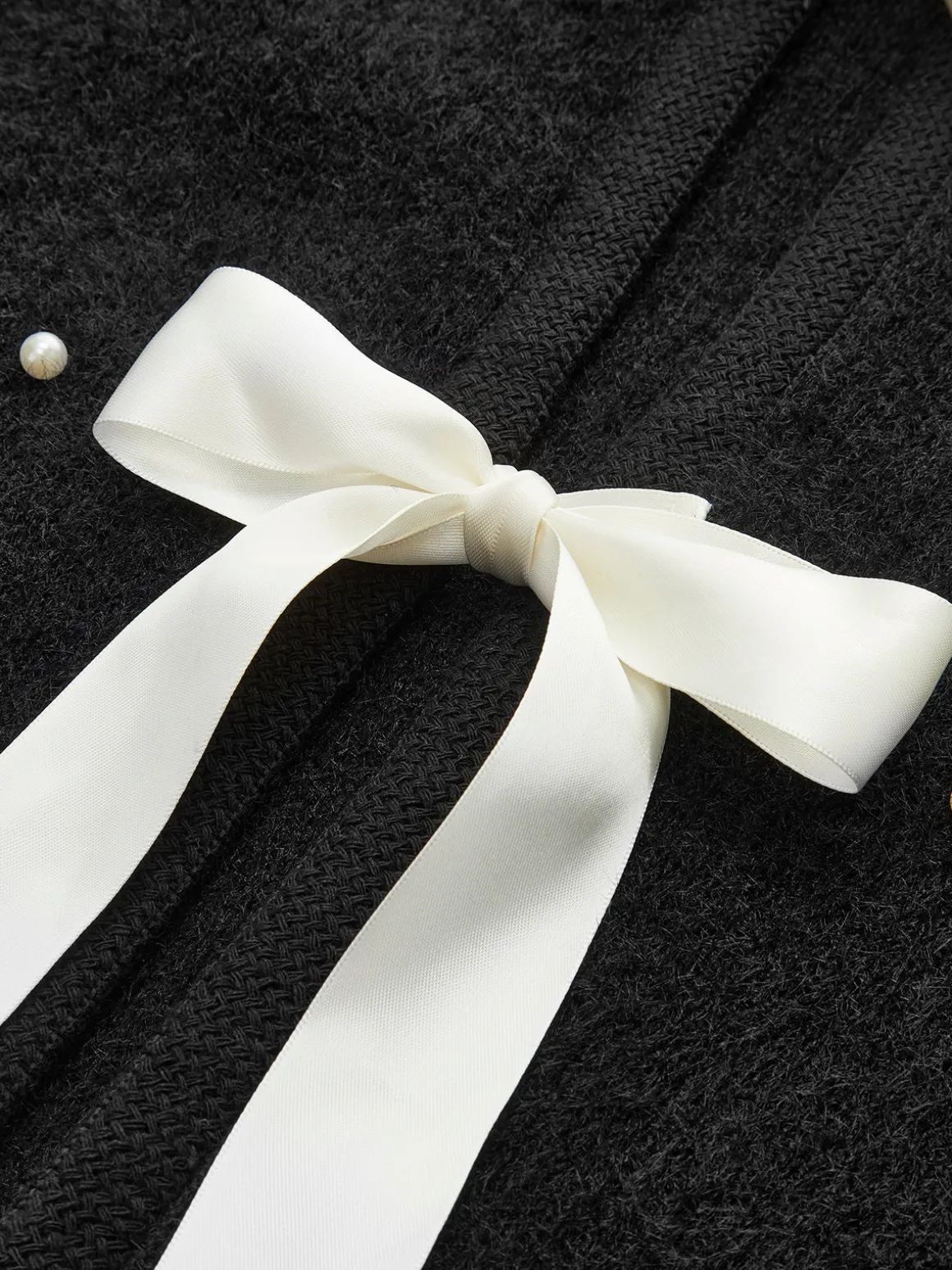 Beaded Decor Bow Knit Top