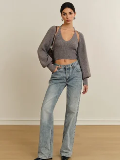 Bee Sleeve Halter Sweater Co-ords