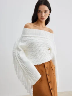 Beheme Off-Shoulder Tassel Sweater
