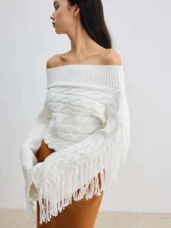 Beheme Off-Shoulder Tassel Sweater