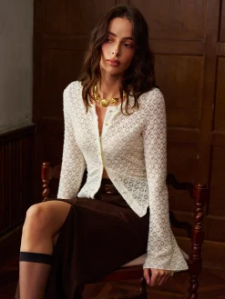Bell Sleeve Button Down Slim Blouse