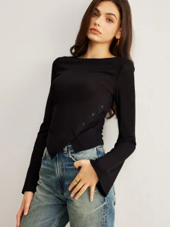 Bell Sleeve Side Button Jersey Top