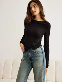Bell Sleeve Side Button Jersey Top